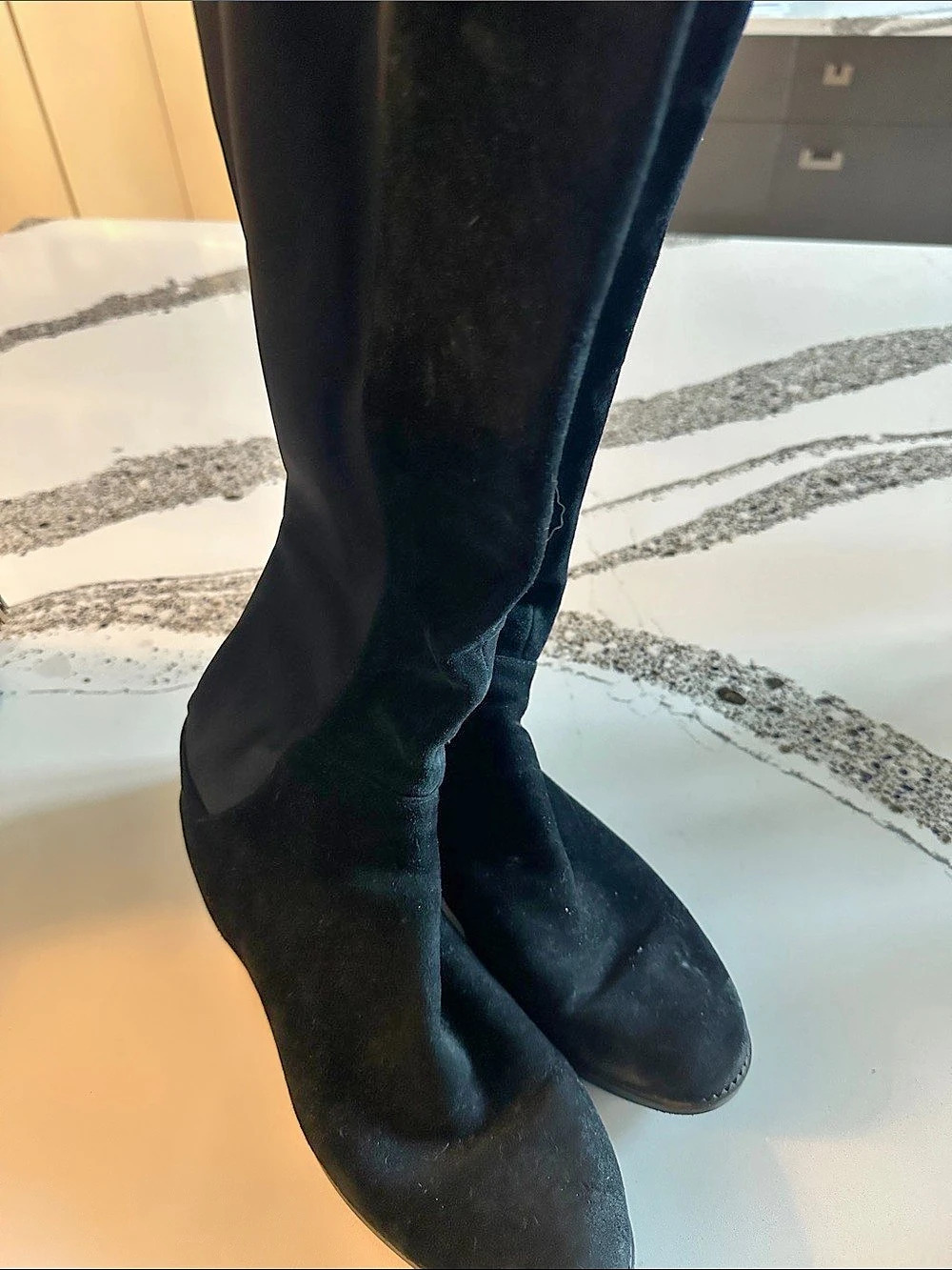 Tori Burch suede stretch Black Over the Knee Boots US 6.5